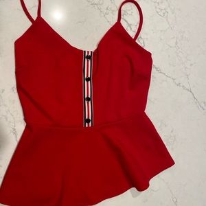 Red Ruffled Tank Top